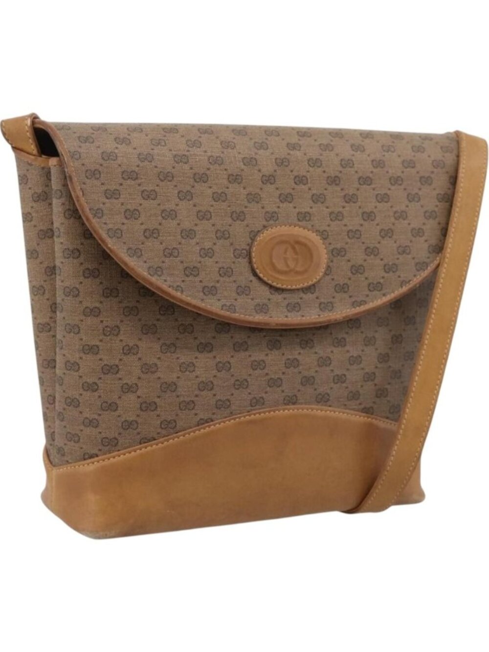 GUCCI Micro GG Supreme Shoulder Bag PVC Beige Gold
